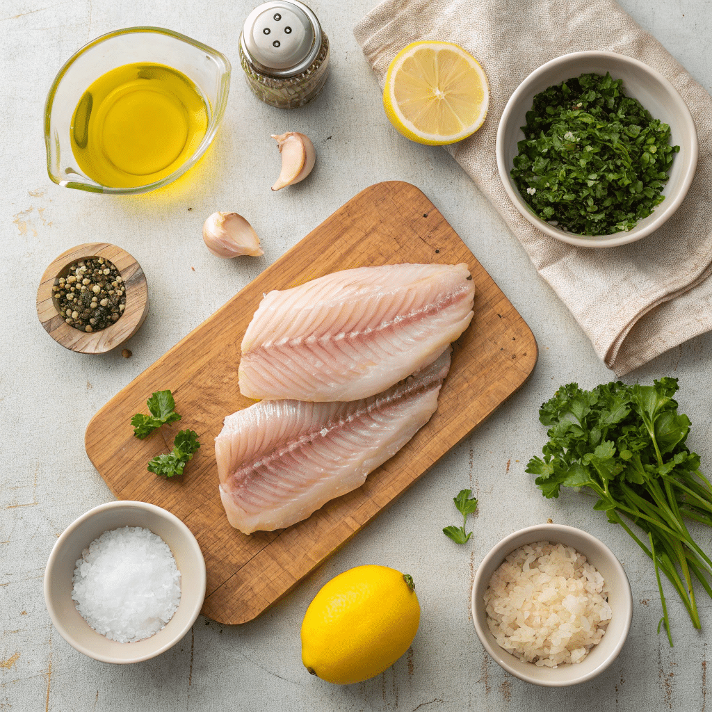 ingredients for Baked Tilapia with Lemon and Herbs