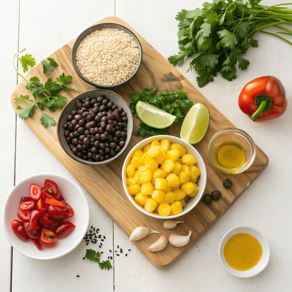 fresh ingredients on a wooden board