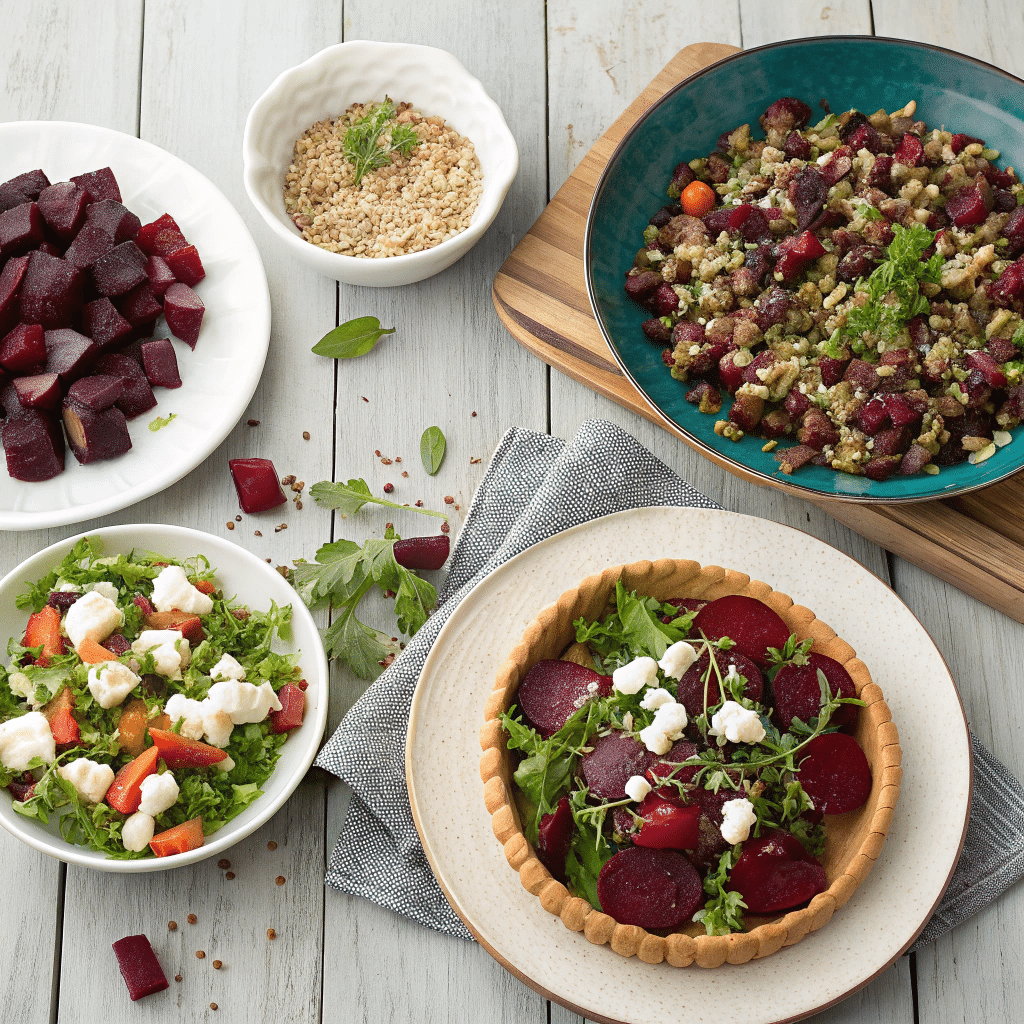multiple beet-based dishes