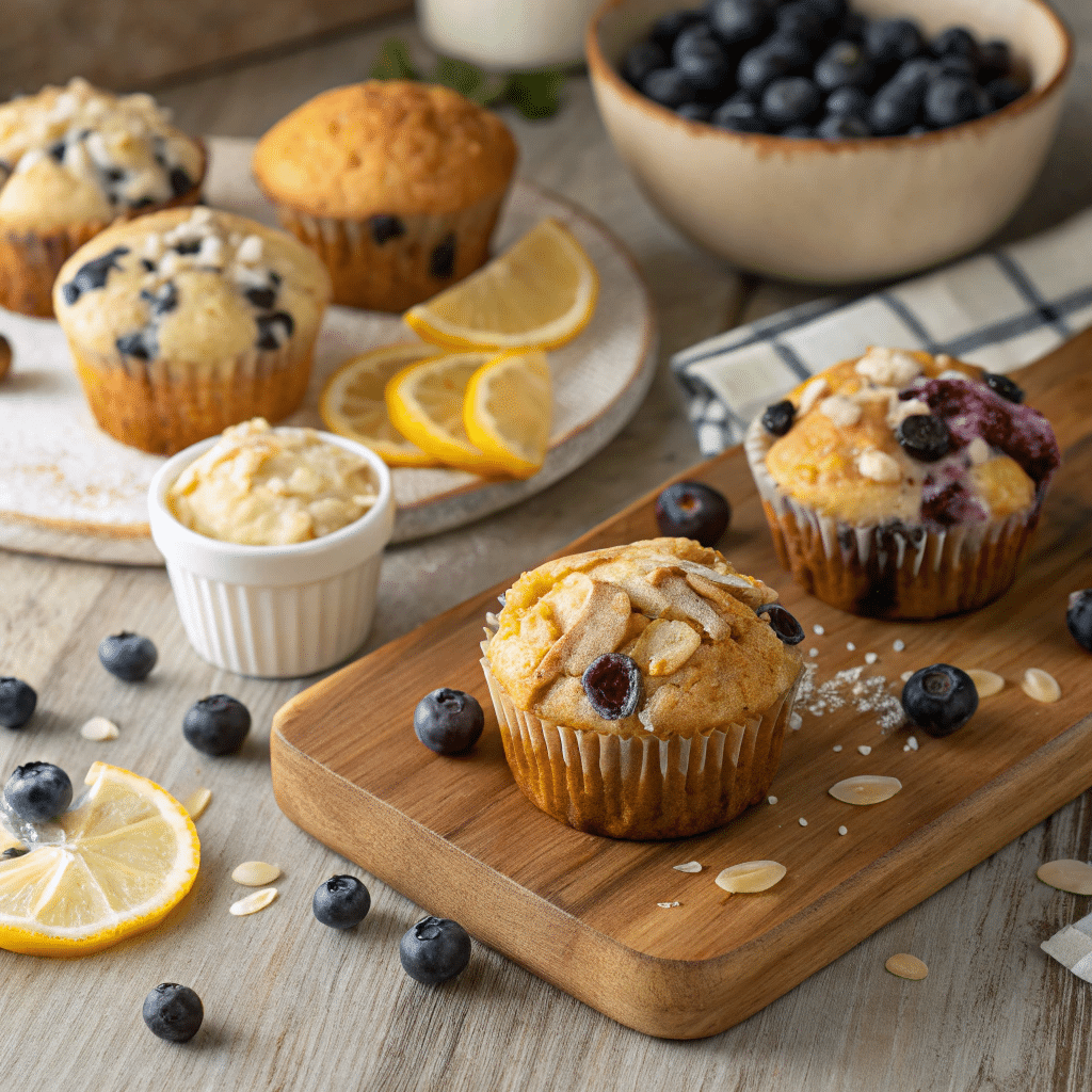variety of blueberry muffins