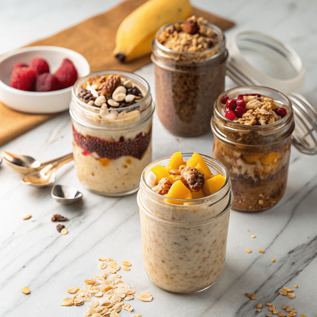Four jars of overnight oats