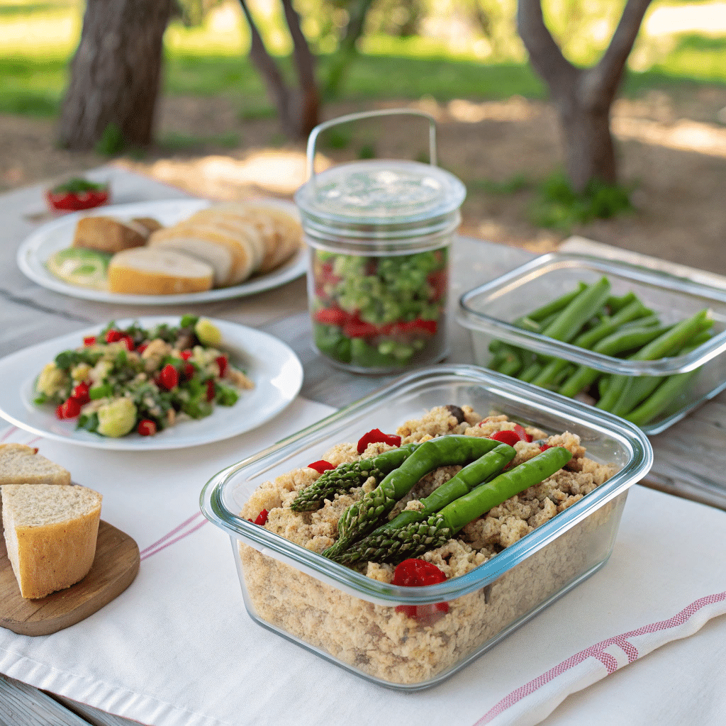 Quinoa asparagus salad served three ways