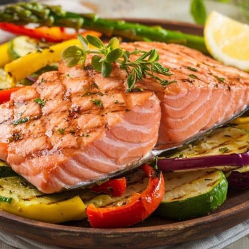 grilled salmon with veggies